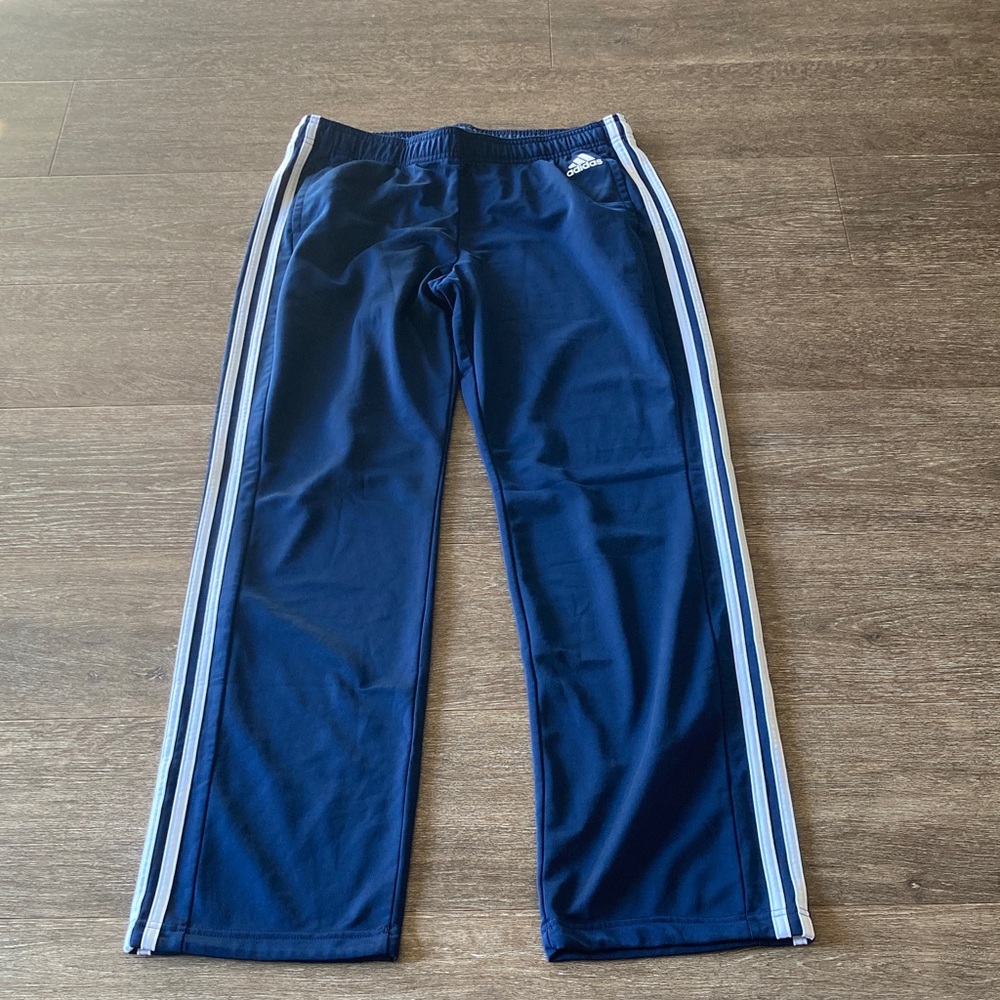 Adidas Blue Joggers with White Stripes